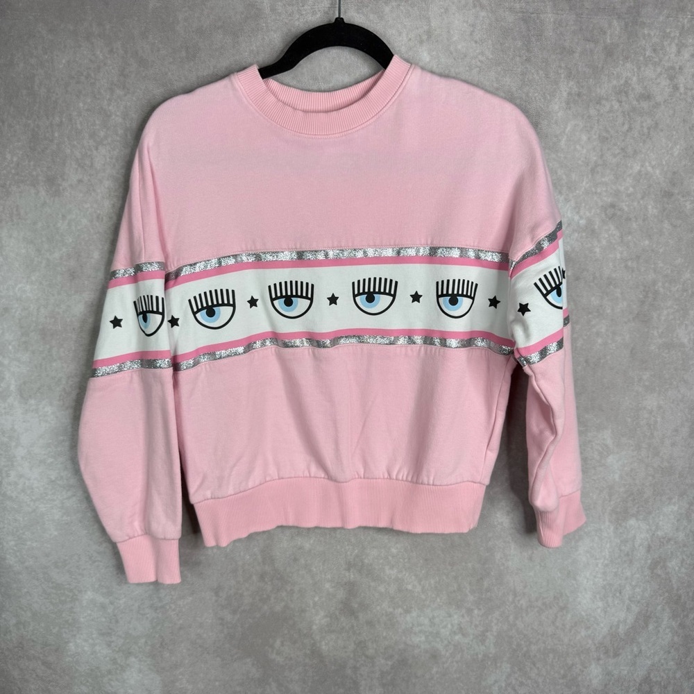 Chiara Ferragni Logomania-Motif Evil Eye Cotton Sweatshirt In Pink Women's Sz S